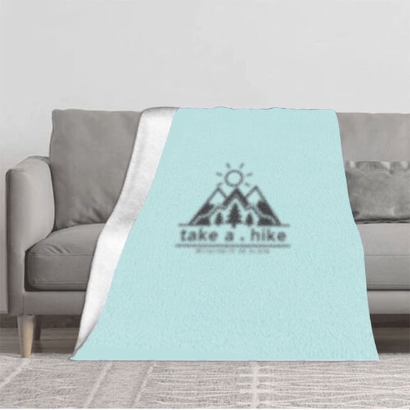 Cozy Flannel Blanket with Mountain Peaks & Sun Design - Soft Warm Throw for Sofa Travel Bed and Chair - Perfect for Outdoor Lovers