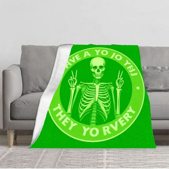 Cozy Flannel Blanket with Playful Skeleton Design - Soft Warm Perfect for Sofa Travel Bed and Chair - Fun & Humorous