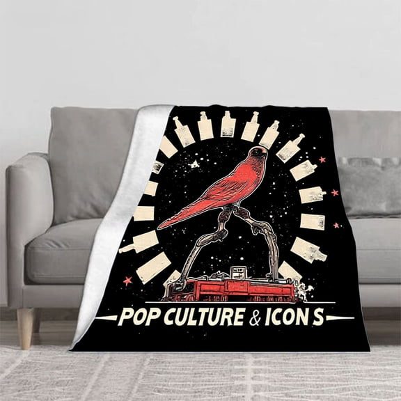 Cozy Flannel Blanket with Red Bird & Knife Design - Soft Warm Throw for Sofa Travel Bed & Chair - Perfect for Pop Culture Lovers