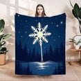 thumbnail image 1 of Cozy Flannel Blanket with Snowflake Design - Soft Warm Perfect for Sofa Travel Bed and Chair - Ideal for Winter Nights, 1 of 7