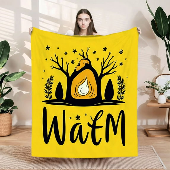 Cozy Flannel Blanket with Vibrant Flame Design Perfect for Sofa Travel Bed & Chair - Soft Warm & Stylish