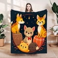 thumbnail image 1 of Cozy Flannel Blanket with Whimsical Animal Design - Soft Warm Perfect for Sofa Travel Bed or Chair - Adorable Cats & Dogs, 1 of 7