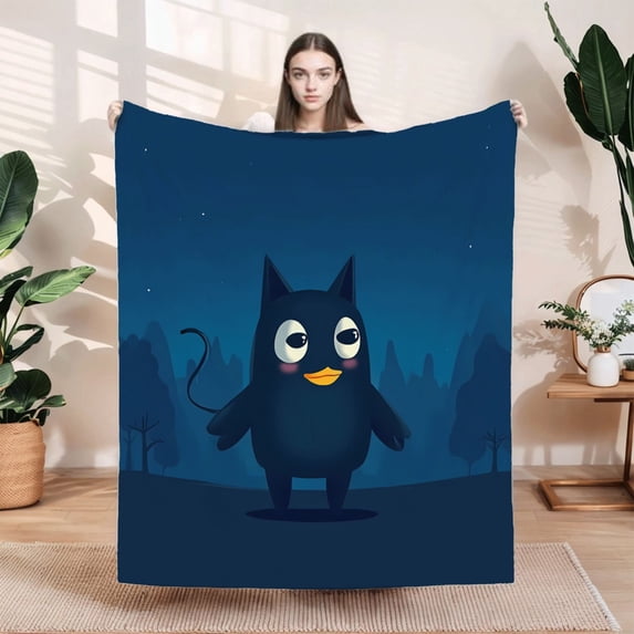 Cozy Flannel Blanket with Whimsical Bird Design - Soft Warm Perfect for Sofa Travel Bed and Chair - Ideal for Starry Nights