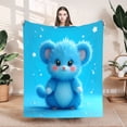 thumbnail image 1 of Cozy Flannel Blanket with Whimsical Blue Mouse Design - Soft Durable Perfect for Sofa Travel Bed and Chair, 1 of 7