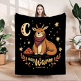 thumbnail image 1 of Cozy Flannel Blanket with Whimsical Deer Design Stars & Moon - Soft Durable Perfect for Sofa Travel Bed & Chair, 1 of 7