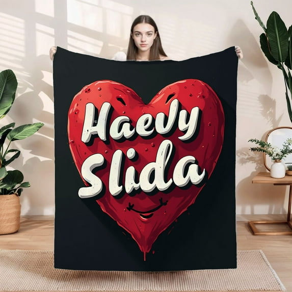 Cozy Flannel Blanket with Whimsical Heart Design - Soft Warm Perfect for Sofa Travel Bed and Chair - Durable & Stylish
