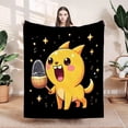 thumbnail image 1 of Cozy Flannel Blanket with Whimsical Yellow Cat Design - Soft Warm Perfect for Sofa Travel Bed or Chair - Magical Comfort, 1 of 7