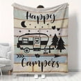 thumbnail image 1 of Cozy Flannel Camping Blanket Happy Camper Design Vintage RV Pine Tree Silhouettes All Season Comfort Machine Washable Home Outdoor Adventures Outdoor Blanket Rustic Blanket Comfort Camping, 1 of 7