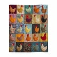 thumbnail image 1 of Cozy Flannel Chicken Print Throw Blanket for Adults, Farmhouse Decor, Soft Plush Fleece Bed Couch Lap Blanket, Cute Animal Themed Gift for Chicken Lovers, All Season Warm Comfort, 1 of 3