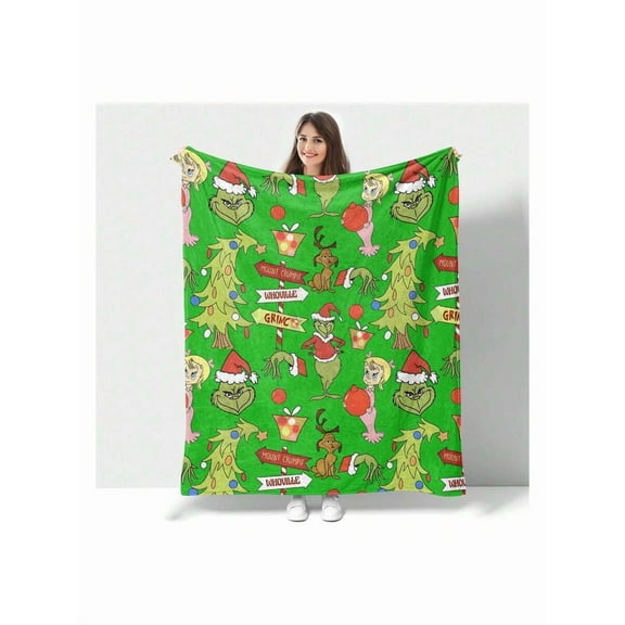 Cozy Flannel Christmas Throw Blanket - Ultra Soft Festive Green Plaid for Couch, Sofa & Bed Decor (40x50 Inches)