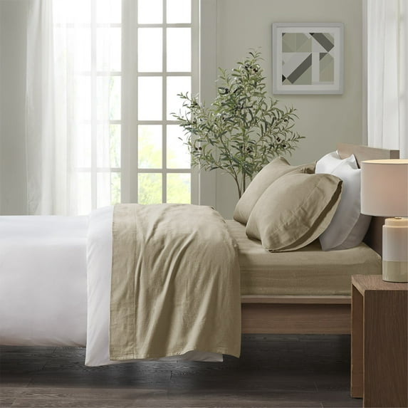 Cozy Flannel Printed Sheet Set - Tan Solid - Ultra-Soft 100% Cotton Flannel Bedding - Luxurious Comfort & Warmth for Cozy Nights Perfect for Home or Gift