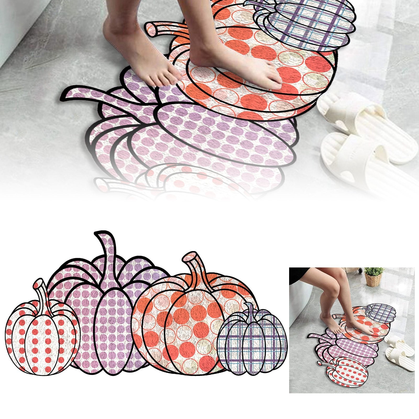 Cozy Flannel Pumpkin Pattern Floor Mat For & Fall Decor Soft & Non Slip