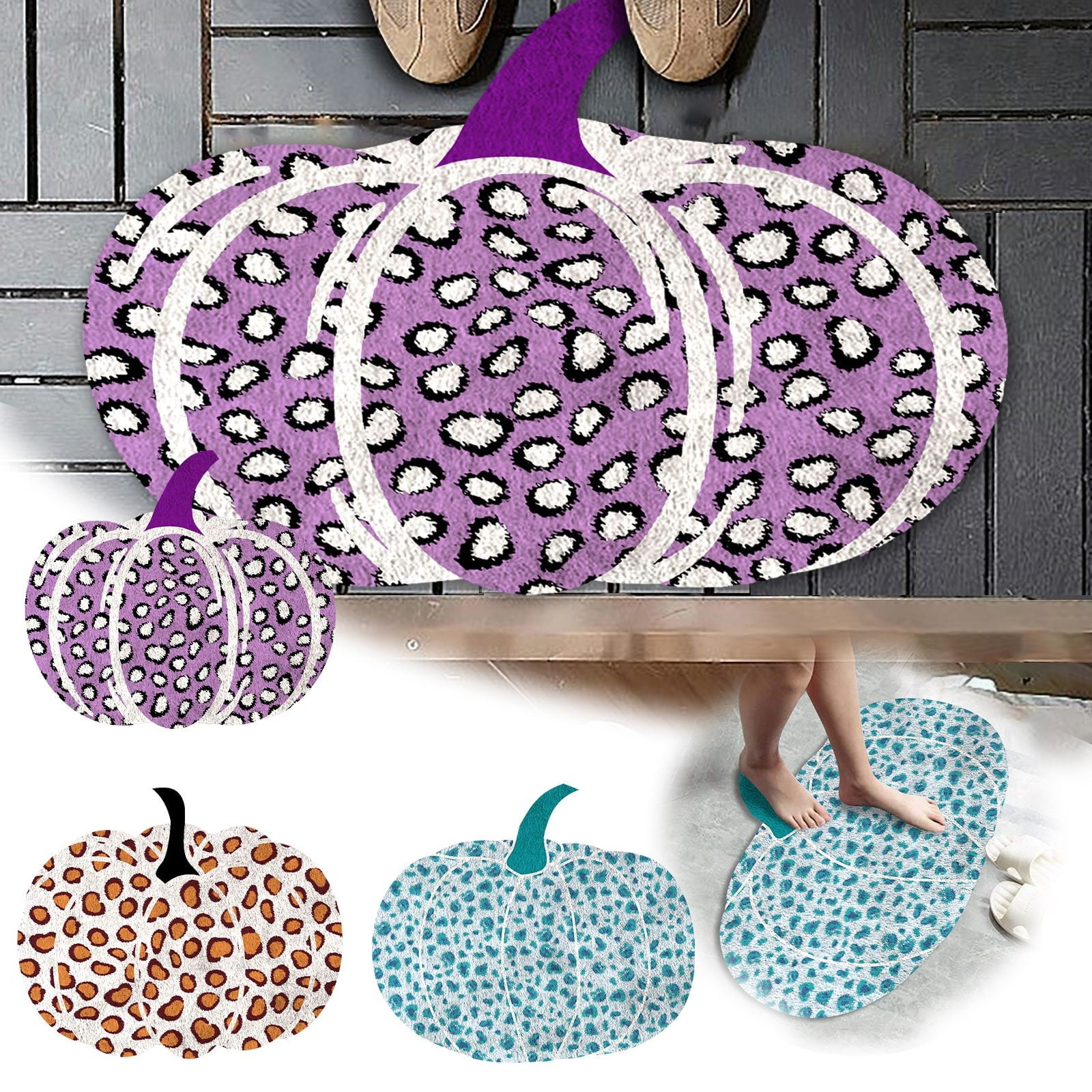 Cozy Flannel Pumpkin Pattern Floor Mat For & Fall Soft & Non ！ Wrapped