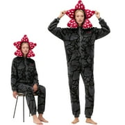ARTECHMAN Cozy Fleece Demogorgon Onesie, Hooded Christmas Pajamas for Adults - Holiday Loungewear & Festive Gift Set