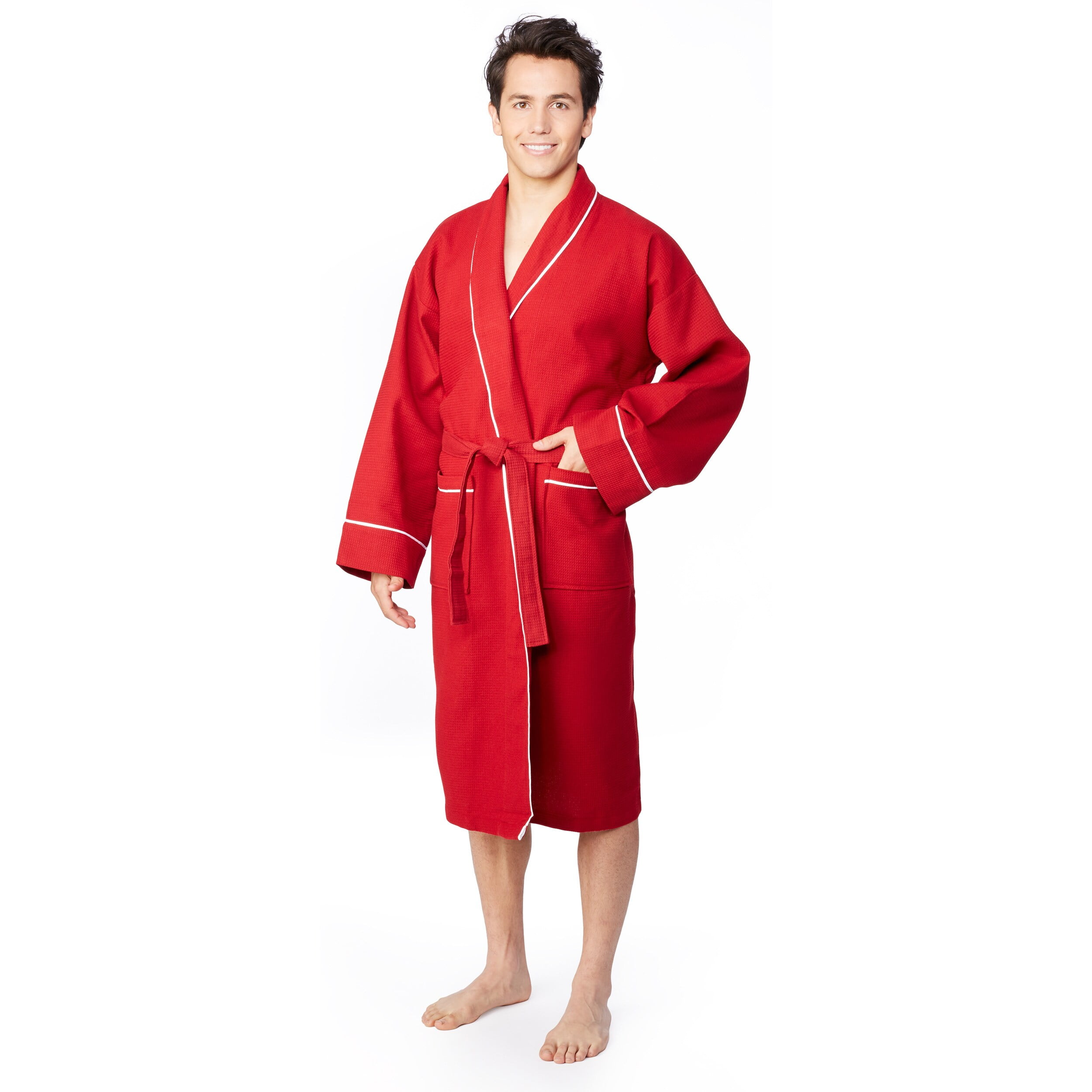 Cozy Fleece LLC Cotton Unisex Waffle Weave Bath Robe with Stylish