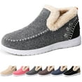 thumbnail image 1 of Cozy Fleece Slip-On Boots for Women, Winter Warm Plush Lined Non-Slip Flat Shoes, Fur Lined Indoor Outdoor Casual Loafer Boots, 1 of 7