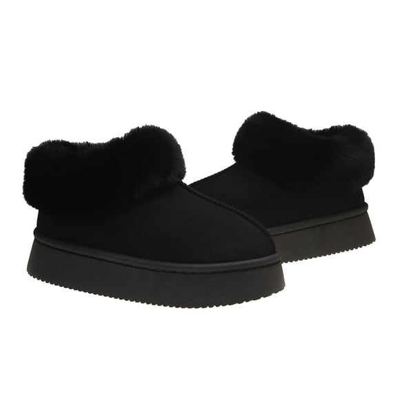 Women’s Winter House Slippers Fleece Lined Faux Fur Slip-On with Supportive Memory Foam Sole