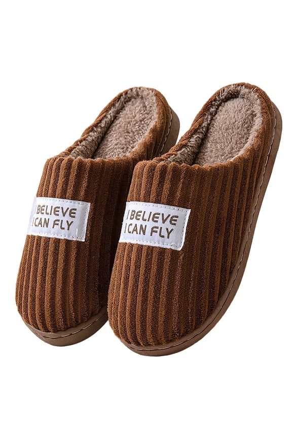 Cozy Fleece Slippers for Men & Women, Non-Slip Gripper Mule House Shoes with Plush Lining, Coffee Brown,Size 40