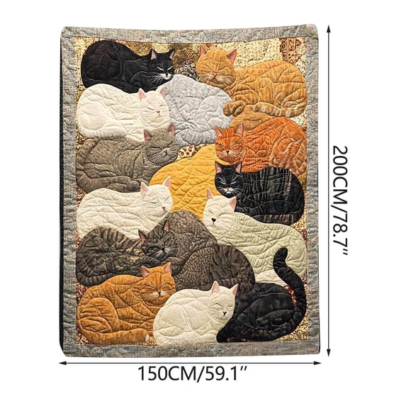 Cozy Flocking Cats Sleeping Patterns Flannel Blanket for Snuggling, Soft and Warm, Ideal for Living Rooms and Bedrooms