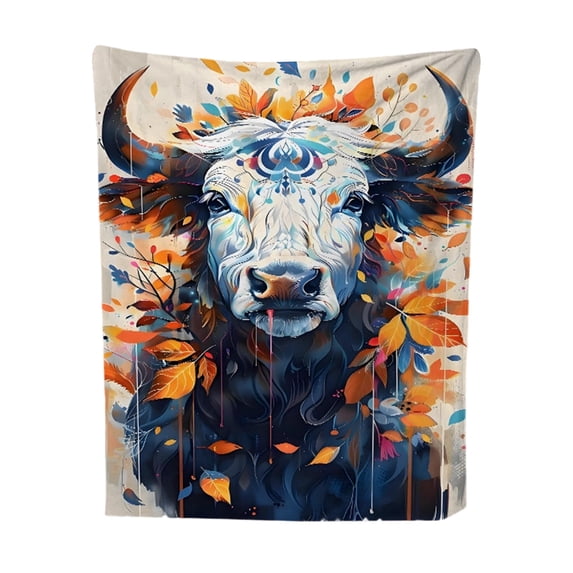 Cozy Floral Cow Throw Blanket, Soft Fleece Sofa Bed Blanket for Home Decor, Picnic Use, Heartwarming Farm Style Gift for Birthdays and Housewarmings