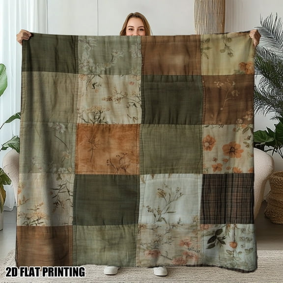 Cozy Floral Pastel Quilted Throw Blanket - Plush Flannel, Multi-Purpose for Bed, Sofa, Couch, Camping & Travel - All-Season Comfort, Perfect Gift for Any Occasion, Bed Warmer | Contemporary Style