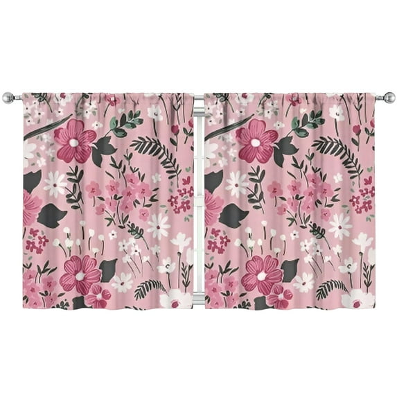 Cozy Floral Pattern Curtains 52x63 Inch Rod Pocket Blackout Drapes 2 Panels for Bedroom and Peaceful Ambiance