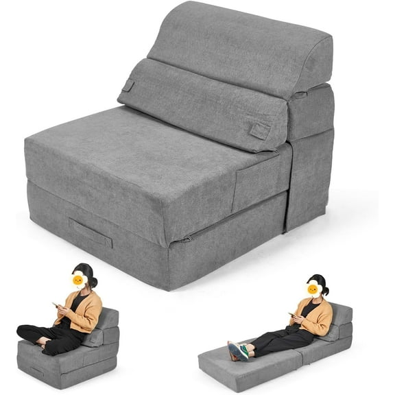 Cozy Folding Sofa Bed Convertible Sleeper Chair Couch Foldable Floor Mattress Comfy Portable Floor Sofa Lounge for Living Room Bedroom(77