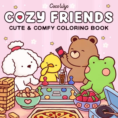 Cozy Friends: Coloring Book for Adults and Teens Featuring Super Cute Animal Characters with Easy and Simple Designs for Relaxation (Spiral Bound)
