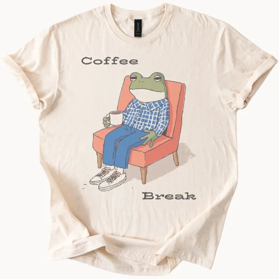 Cozy Frog On Chair Graphic Tee Ous Animal Art Relaxation Design Size S-5Xl Heygategoo Tee