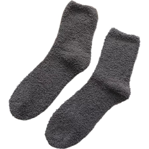 Cozy Fuzzy Home Socks, Polyester Winter Warm Socks with Elastic Cuff for Sleeping and Lounging (Dark gray, 1pair, One Size)