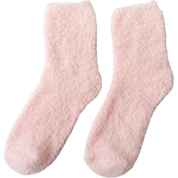 Cozy Fuzzy Home Socks, Polyester Winter Warm Socks with Elastic Cuff for Sleeping and Lounging (Pink D, 1pair, One Size)