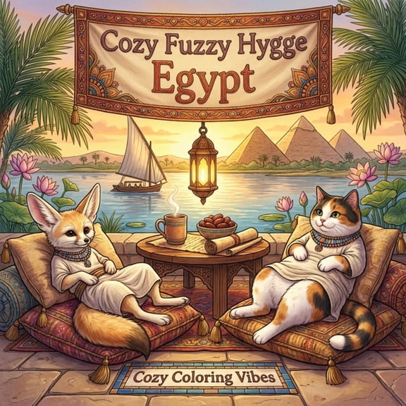 Cozy Fuzzy Hygge World Travel for Stress Cozy Fuzzy Hygge Egypt: Easy Fun Bold Line Cute Coloring Book for Adults Ancient Pyramids, Nile River Evenings, Desert R, (Paperback)