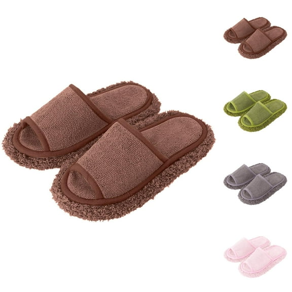 Cozy Fuzzy Slippers for Women Lined Indoor Slides Lazy Floor Cleaning Slippers For Detachable Washable Floor Cleaning Slippers Silent Vacuuming Slippers Hands Cleaning