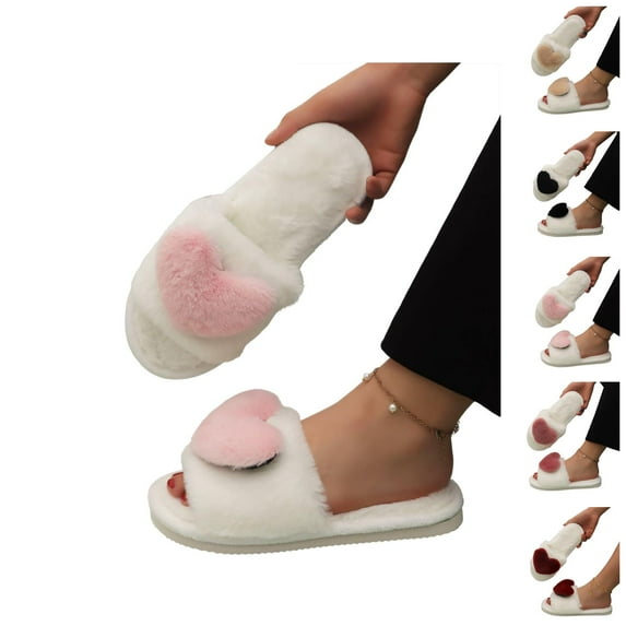 Cozy Fuzzy Slippers for Women Holiday Gift Indoor Slides Women's Slippers Indoor Soft Fuzzy Shoes With Sole Comfortable Home Footwear For Daily Relaxation