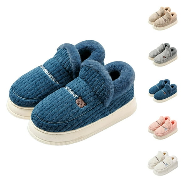 Cozy Fuzzy Slippers for Women Holiday Gift Indoor Slides Women's And Men's Cover Heel Autumn And Winter New Warm Non Shoes