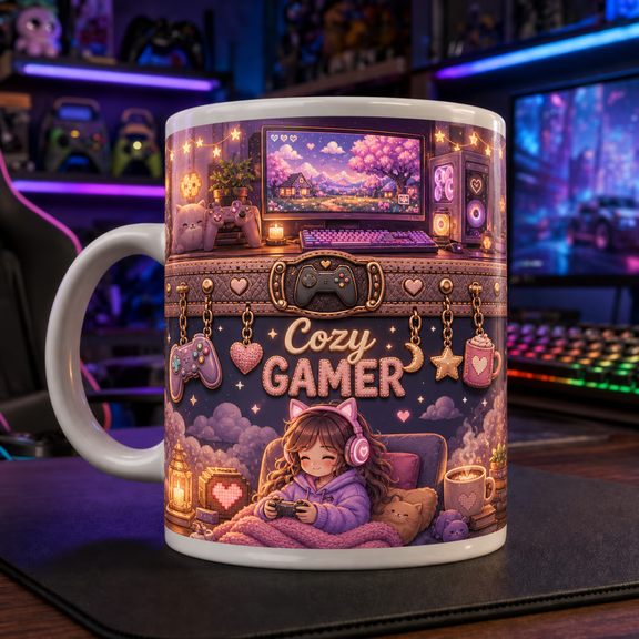 Cozy Gamer Mug for Dad, Father's Day Gaming Coffee Cup Gift for Gamer Dads