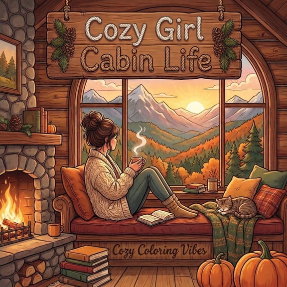 Cozy Girl Collection Cozy Girl Cabin Life: Hygge Inspired Coloring Book for Adults & Teens Easy Bold Line Designs of Mountain Retreats, Fires, (Paperback)