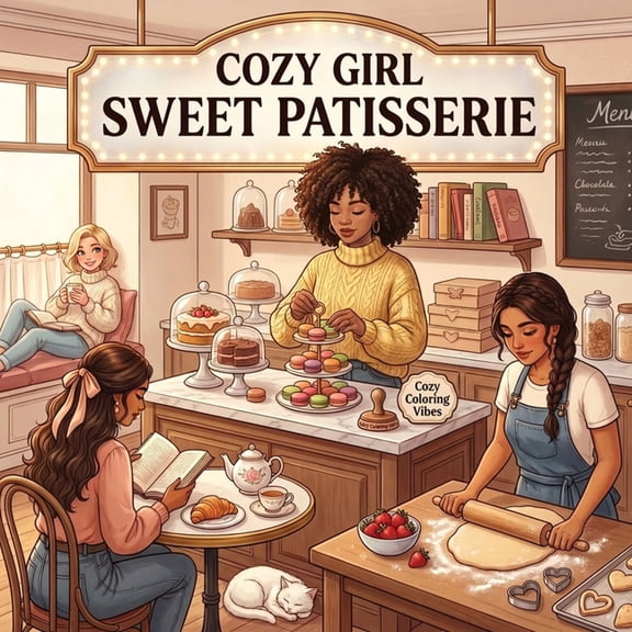 Cozy Girl Collection Cozy Girl Sweet Patisserie: Fun Hygge Bakery Bold Line Adult Coloring Book Aesthetic Pastries, Quiet Reading Nooks & Goo, (Paperback)