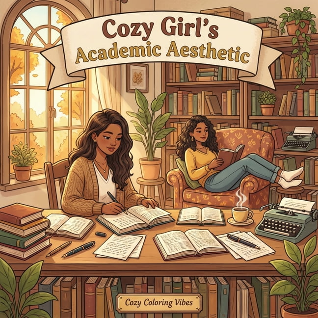 Cozy Girl Collection Cozy Girl's Academic Aesthetic: Relaxing Hygge Coloring Book for Adults & Teens Easy Bold Line Designs of Bookish Spaces, (Paperback)