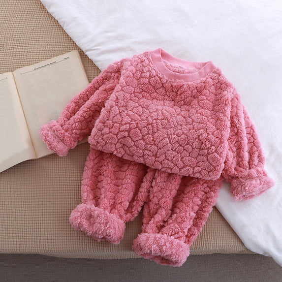 Cozy Girls Sleepwear and Robes - Toddler Kids Winter Pajama Set Flannel Soft Outfits for Comfort and Warmth