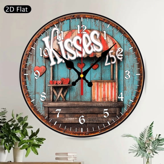 Cozy Gnome Campfire Forest Round Wall Clock Rustic Woodland Decor Silent