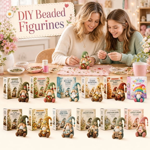 Cozy Gnome DIY Bead Kit, 3D Beaded Craft Kit for Adults, Beginner-Friendly Thread & Weave Art Set with Step-by-Step Guide, Tactile Screen-Free Hobby for Home Decor or Gifting
