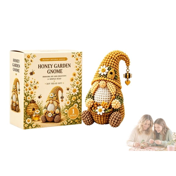 Cozy Gnome DIY Bead Kit Collection – All-In-One Craft Set with Pre-sorted Beads and Easy Guide (Honey Garden Gnome)