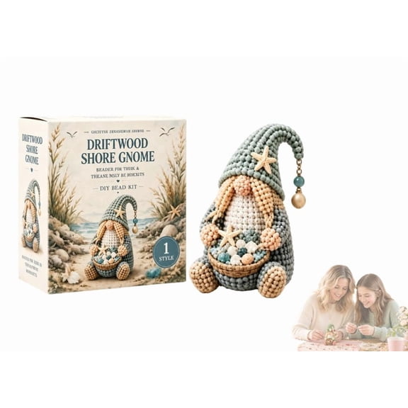 Cozy Gnome DIY Bead Kit Collection – Complete Kit with Instructions, Beads & Base for Easy Assembly (Driftwood Shore Gnome)