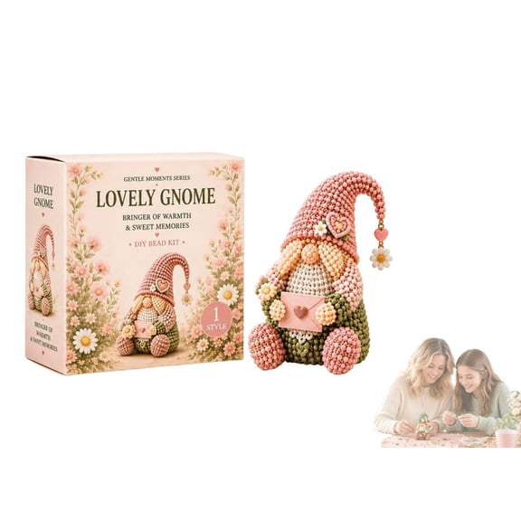 Cozy Gnome DIY Bead Kit Collection – Complete Kit with Instructions, Beads & Base for Easy Assembly (Lovely Gnome)