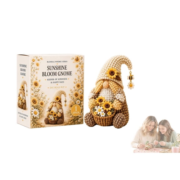 Cozy Gnome DIY Bead Kit Collection – Complete Kit with Instructions, Beads & Base for Easy Assembly (Sunshine Bloom Gnome)