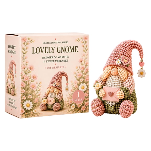 Cozy Gnome DIY Bead Kit Collection – Creative 3D Beading Art Project for Home Decoration & Gifting (Lovely Gnome)