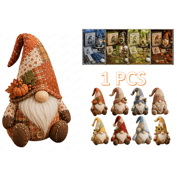 Cozy Gnome DIY Patchwork Kit, Handcrafted Felt Gnome Sewing Kit,3D Gnome DIY Sewing Project for Adults &Beginners, Home Decor & Gift