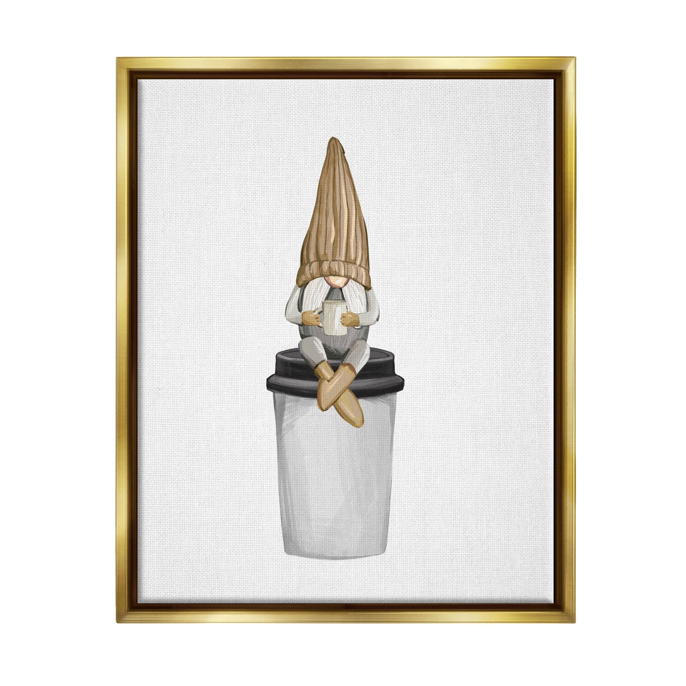 Cozy Gnome Morning Coffee Fairy Tales & Fantasy Graphic Art Metallic Gold Framed Art Print Wall Art