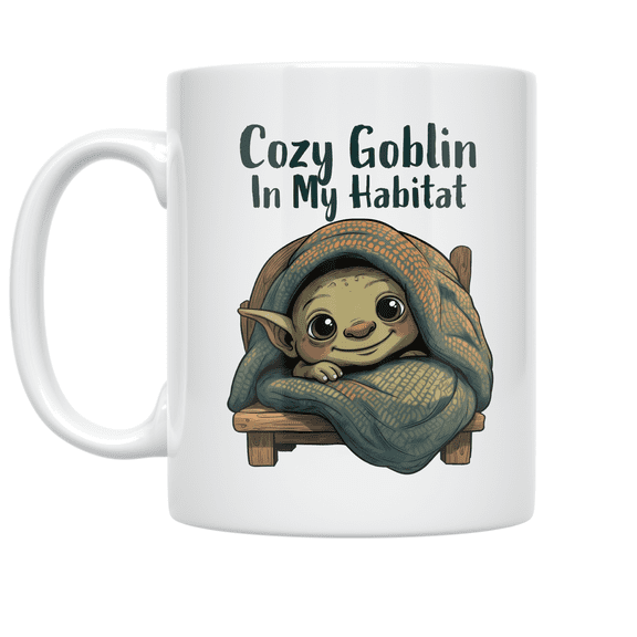 Cozy Goblin In My Habitat - Fantasy Art Enthusiast - 11 oz Ceramic Coffee Mug